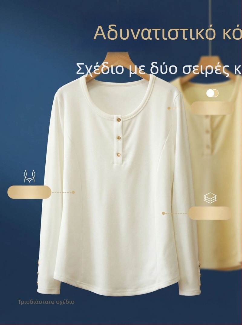 2026 άνοιξη, γυναικείο T-shirt σε plus size, casual ιαπωνοκορεατικού στυλ, μακρυμάνικο, Derong ύφασμα, καμπύλο τελείωμα