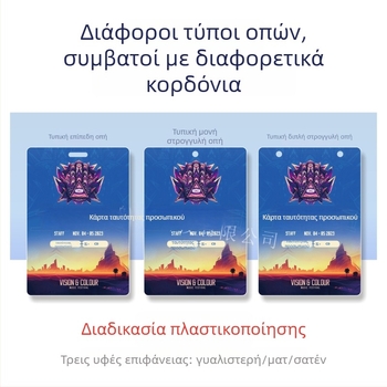 Σετ PVC ταυτότητας με φωτογραφία πορτρέτου, διαπιστευτήρια συμμετοχής, κάρτα εκπροσώπησης και κάρτα φιλοξενουμένου