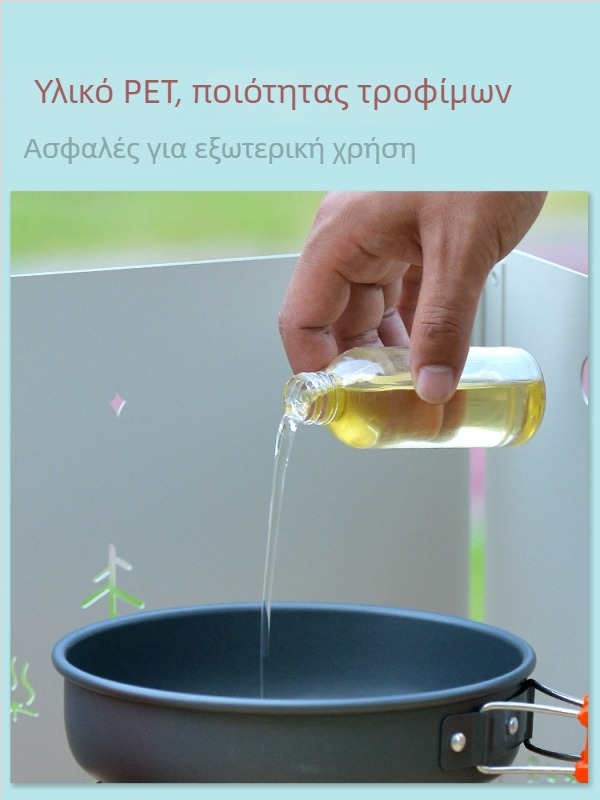 Σετ μπουκαλιών καρυκεύματος για υπαίθρια χρήση — σφραγισμένα μπουκαλάκια λαδιού και βάζα σε κουτί για κάμπινγκ