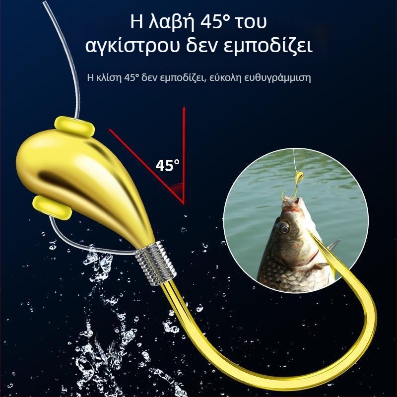Αγκίστρι με κεφαλή από μόλυβδο και χαλκού, 45° προς τα πάνω, παραδοσιακό αγκίστρι για ψάρεμα σε ποταμό, μέγεθος 3