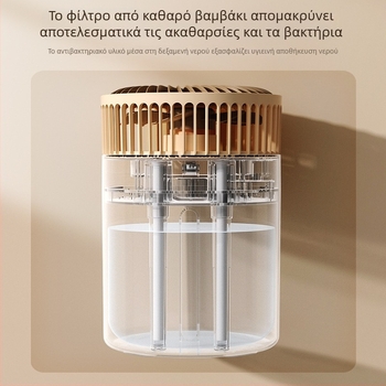 USB επαναφορτιζόμενος μικρός ανεμιστήρας γραφείου με υγραντήρα ομίχλης νερού