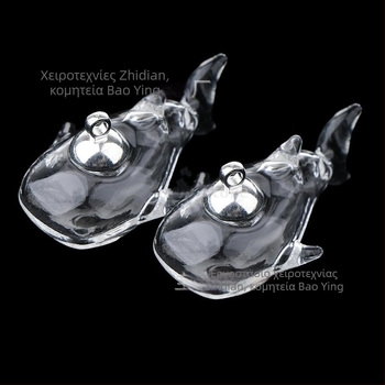 Γυάλινος θόλος σε μορφή καρχαρία για DIY μίνι διακόσμηση με φιγούρες ψαριών — κολιέ με κενό εσωτερικό