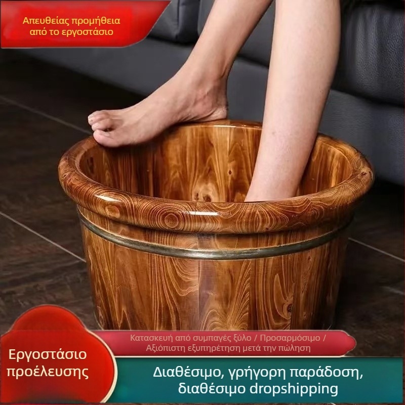 Ξύλινος κάδος ποδιών από καρβονισμένο κέδρο με μασάζ, παχύτερη ξύλινη λεκάνη ποδιών για οικιακή χρήση