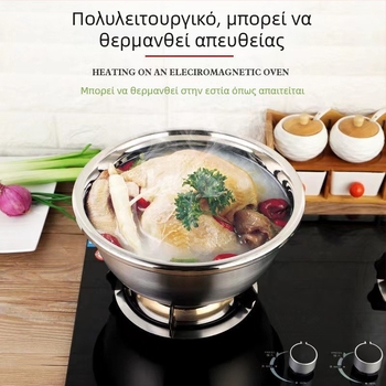 Κουζίνας λεκάνη από ανοξείδωτο ατσάλι 304, παχύτερη και στοιβαζόμενη, κατάλληλη για χτύπημα αυγών, ζύμωμα ζύμης, σούπες, πλύσιμο λαχανικών και χρήση με λάδι.
