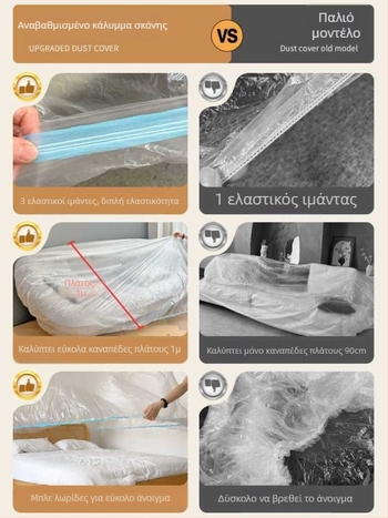 Κάλυμμα σκόνης καναπέ και κρεβατιού, πλήρης κάλυψη επίπλων, προστασία από τη σκόνη, αντιχαρακτικό λεπτό πλαστικό κάλυμμα