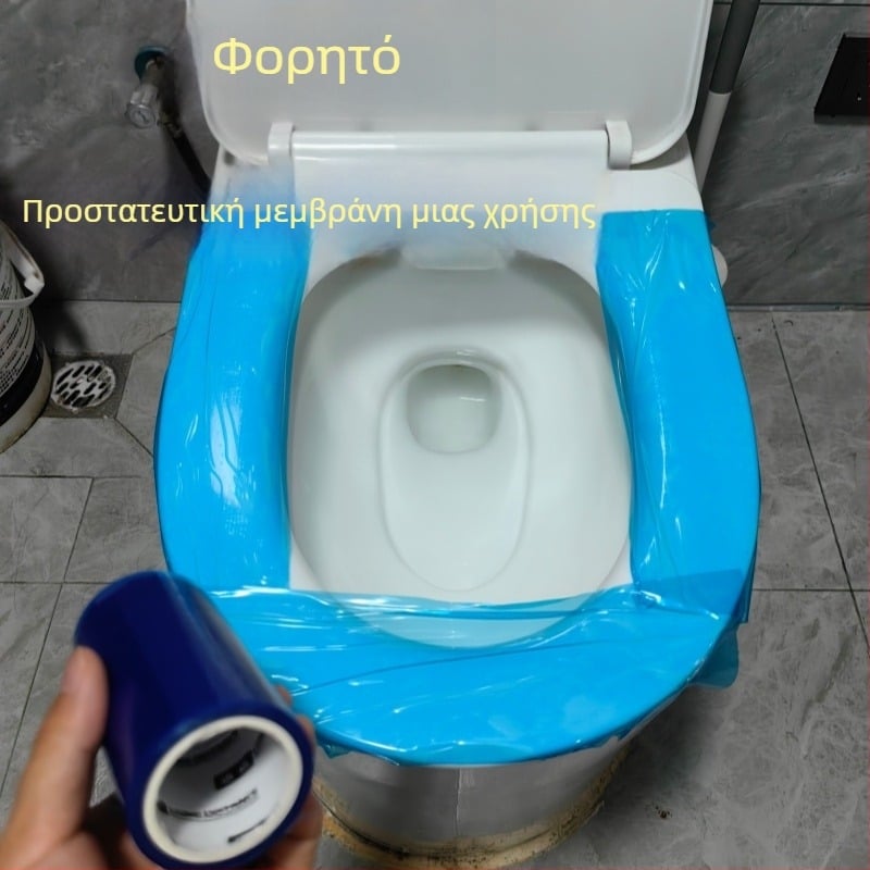 Σετ μιας χρήσης με μπλε φιλμ για οδοντιατρική, ξενοδοχεία και ταξίδια — προστατευτικό χαλάκι τουαλέτας και κάλυμμα επιφάνειας γραφείου