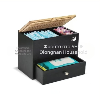 Μαύρο ξύλινο κουτί αποθήκευσης για κάψουλες πλυντηρίου, χαρτοπετσέτες, χαρτί υγείας και σερβιέτες