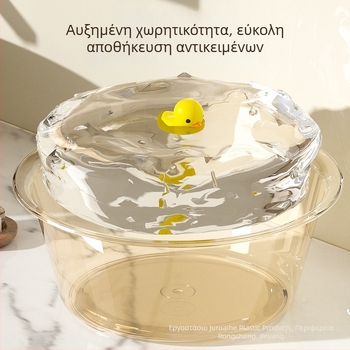 Διαφανής πλαστικός νιπτήρας, μεγάλος κυκλικός και βαθύς, διαστάσεις 40/35/32/29/23 cm
