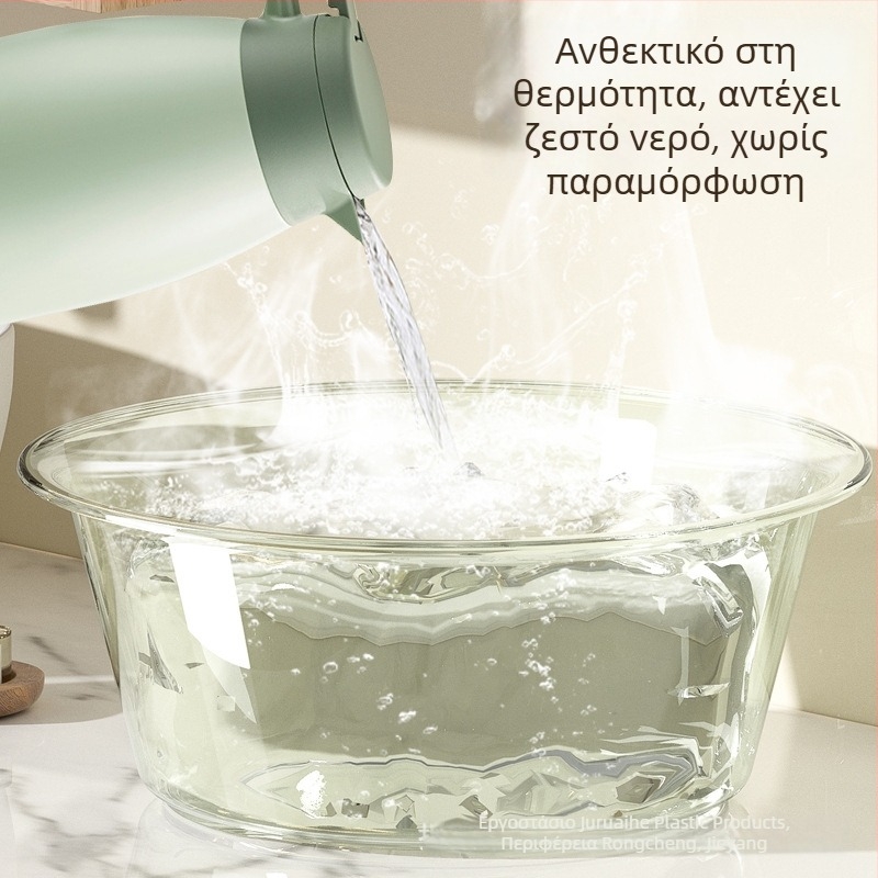 Διαφανής πλαστικός νιπτήρας, μεγάλος κυκλικός και βαθύς, διαστάσεις 40/35/32/29/23 cm