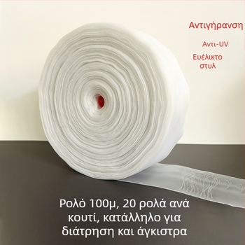 Διαφανής νάιλον ιμάντας για κουρτίνες με διατρήσιμη επένδυση και ενισχυμένο ιμάντα για αγκίστρια