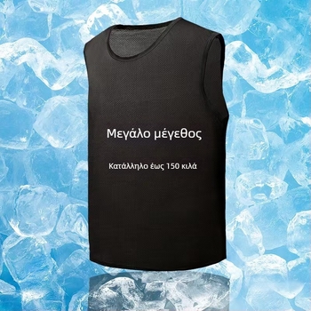 Ανδρικό αμάνικο τοπ, μεγάλο μέγεθος, ice silk με δίχτυ, καλοκαίρι