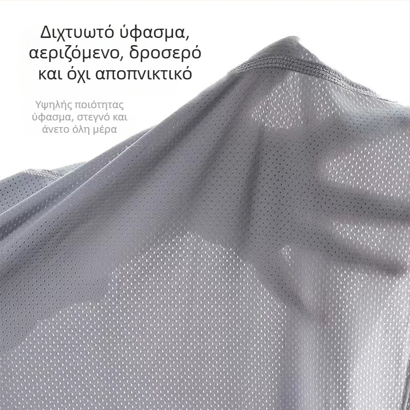 Ανδρικό αμάνικο τοπ, μεγάλο μέγεθος, ice silk με δίχτυ, καλοκαίρι