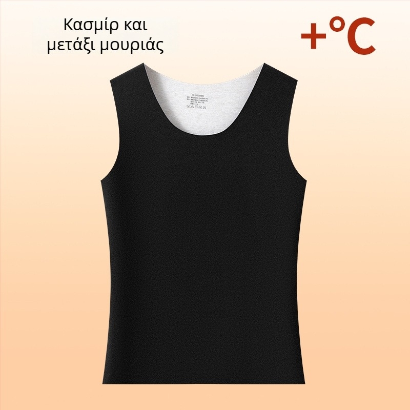 Ανδρικό γιλέκο χωρίς ραφές από μαλλί και μετάξι, ζεστό με επένδυση φλίς, διπλής όψης βουρτσισμένο, χωρίς μανίκια
