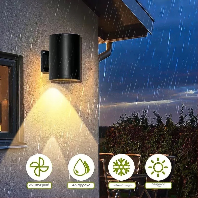 LED εξωτερικός επιτοίχιος φωτισμός με διπλή ή μονή κεφαλή, επάνω-κάτω φωτισμός για μπαλκόνι και εξωτερικούς τοίχους, στύλος αυλής, 12W