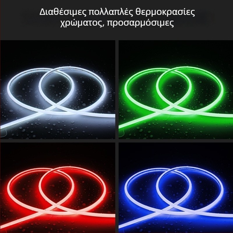 Εξατομικευμένη COB LED λωρίδα με φωτισμό 270°, Δ τύπου σιλικόνης εύκαμπτη για ντουλάπες και μπάνια, αδιάβροχη και ανθεκτική σε ομίχλη, 12V, μήκος 1000mm, 480 LED, ζεστό λευκό, ρυθμιζόμενος φωτισμός
