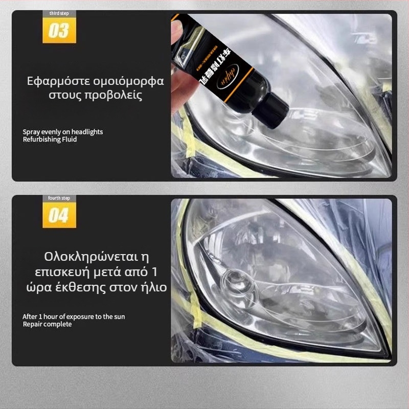 Σετ επαναφοράς φαναριών αυτοκινήτου με υγρό επισκευής: καθαρισμός και γυάλισμα φακών – γρατσουνιές, ρωγμές, κιτρινισμός και οξείδωση