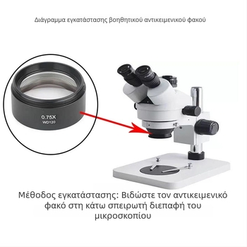 Βοηθητικός αντικειμενικός φακός στερεομικροσκοπίου, WD165/WD30, 5x οφθαλμικός φακός, 2x/0.3x/0.5x/0.7x αντικειμενικοί φακοί, προστασία από σκόνη