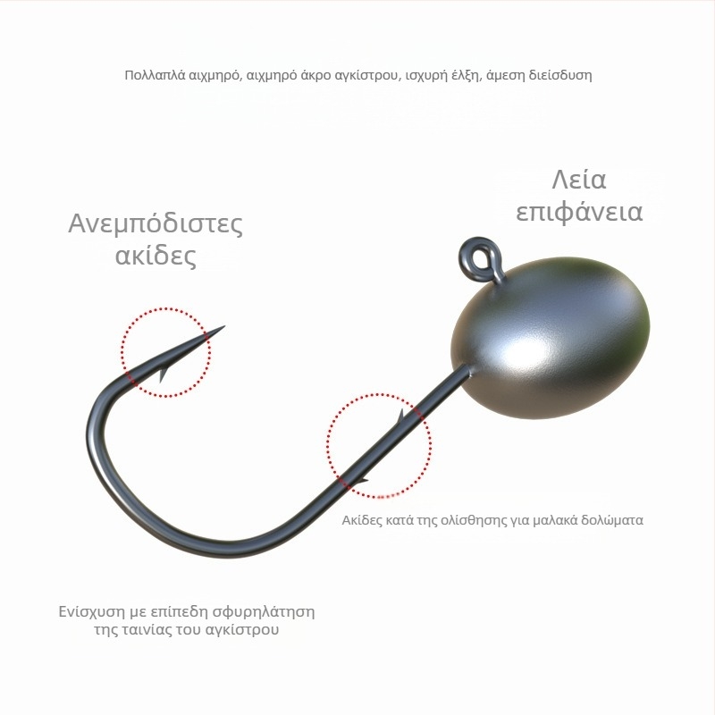 Aohu Αγκίστρι με μολύβδινο κεφάλι για δολώματα, Αριθμός 1, Ενισχυμένο διπλό αγκίστρι, Αντιολισθητικό
