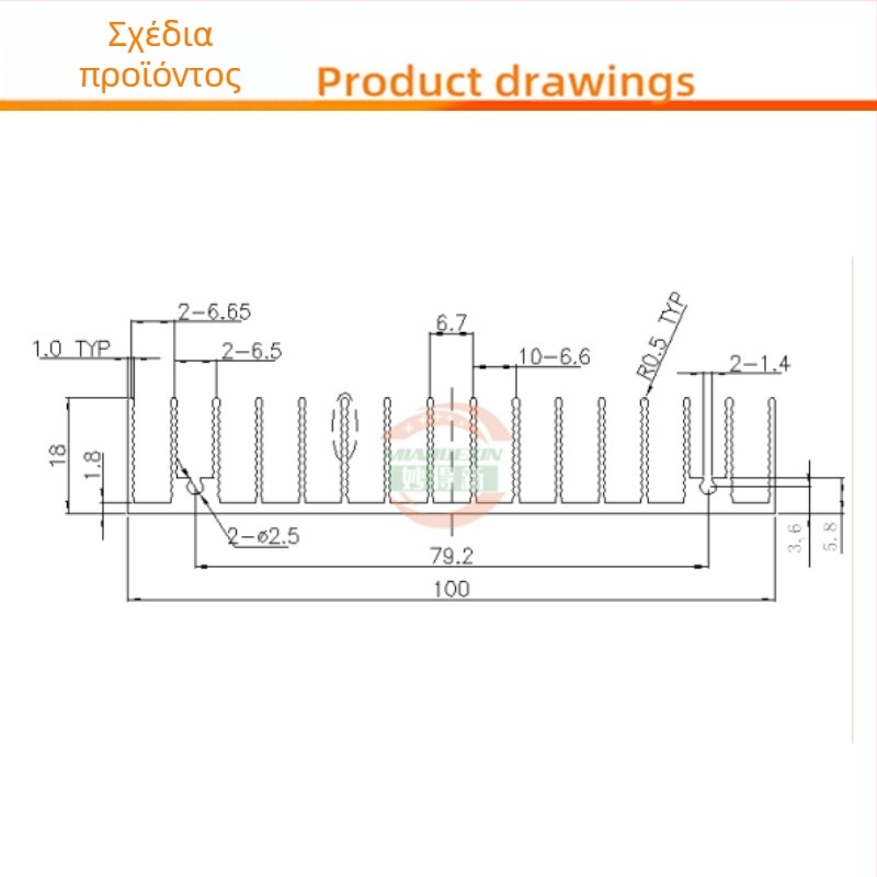 Αλουμινένιος ψύκτης με προφίλ 30×100×18 mm για IC μητρικής, τρανζίστορ, MOSFET και σταθεροποιητές τάσης