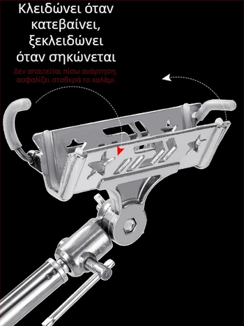Ολόσωμος μεταλλικός αυτοκλειόμενος στηρύγμα καλαμιών ψαρέματος με ρυθμιζόμενη βάση — καθολική υποστήριξη για θαλάσσια και γλυκού νερού καλαμιών
