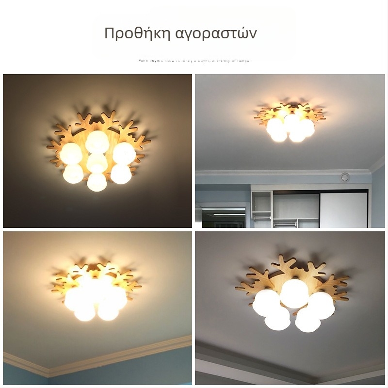 LED οροφής με σχέδιο κέρατα ελαφιού, μινιμαλιστικό μοντέρνο σε σκανδιναβικό στιλ από ξύλο για καθιστικό, υπνοδωμάτιο και τραπεζαρία