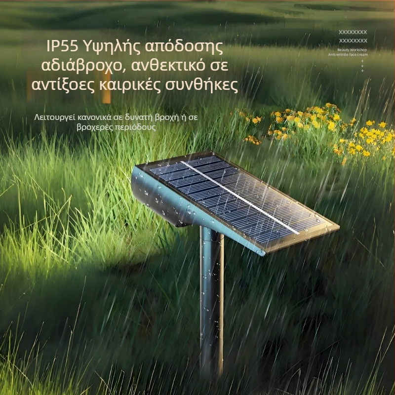 Ηλιακό εξωτερικό LED φως κήπου, αδιάβροχο διακοσμητικό φως τοπίου με βάση για τοποθέτηση στο έδαφος