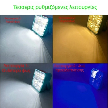 Φωτιστικό LED προβολέας με ηλιακή ενέργεια, φορητό USB επαναφορτιζόμενο, για εξωτερικό κάμπινγκ και φωτισμό έκτακτης ανάγκης