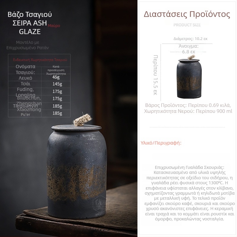 Ρετρό πορσελάνινο δοχείο τσαγιού με επίχρυσο φινίρισμα, κεραμικός κάδος αποθήκευσης τσαγιού για οικιακή χρήση, μεγάλο σφραγιζόμενο δοχείο