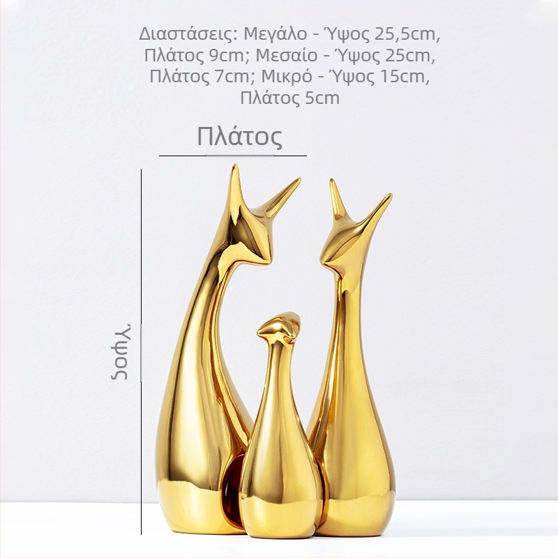 Πορσελάνινο διακοσμητικό με τέσσερα ελάφια, μπλε-λευκό σχέδιο, σε στυλ αντίκα για μοντέρνο σπίτι και έπιπλο τηλεόρασης