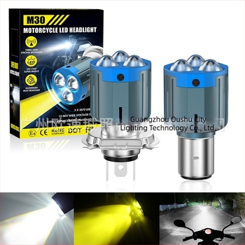 M30 προβολέας LED μοτοσικλέτας, συμβατός με H4/H6, P15D, λευκό και κίτρινο διχρωματικό φως, LED προβολέας 3570
