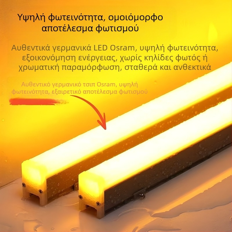 LED εξωτερικό γραμμικό φωτιστικό RGB, αδιάβροχο, φωτισμός προσόψεων και κήπων, μήκος 980 mm, 48 LED, αλουμίνιο περίβλημα, ρυθμιζόμενη φωτεινότητα, 24 V