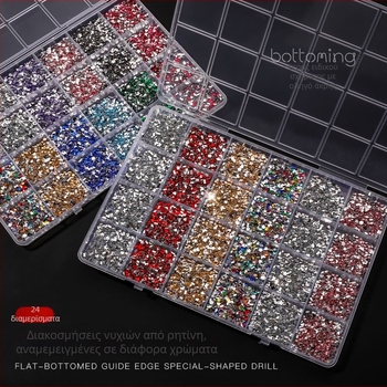 Περίπου 7.500 πολύχρωμα διαμάντια τέχνης νυχιών με 24 θήκες, μικρού μεγέθους, ρητίνη, επίπεδη πλάτη, σχήματα πεταλούδα και αστέρια, σειρά Princess