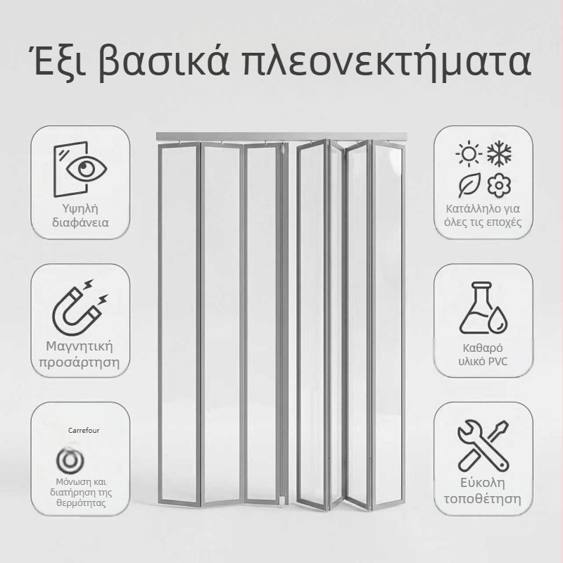 Διαφανής PVC πτυσσόμενη κουρτίνα πόρτας για καταστήματα και σούπερ μάρκετ, αντιανεμική και προστασία από σκόνη, για όλες τις εποχές, κατάλληλη για αποθήκες και οικιακή χρήση