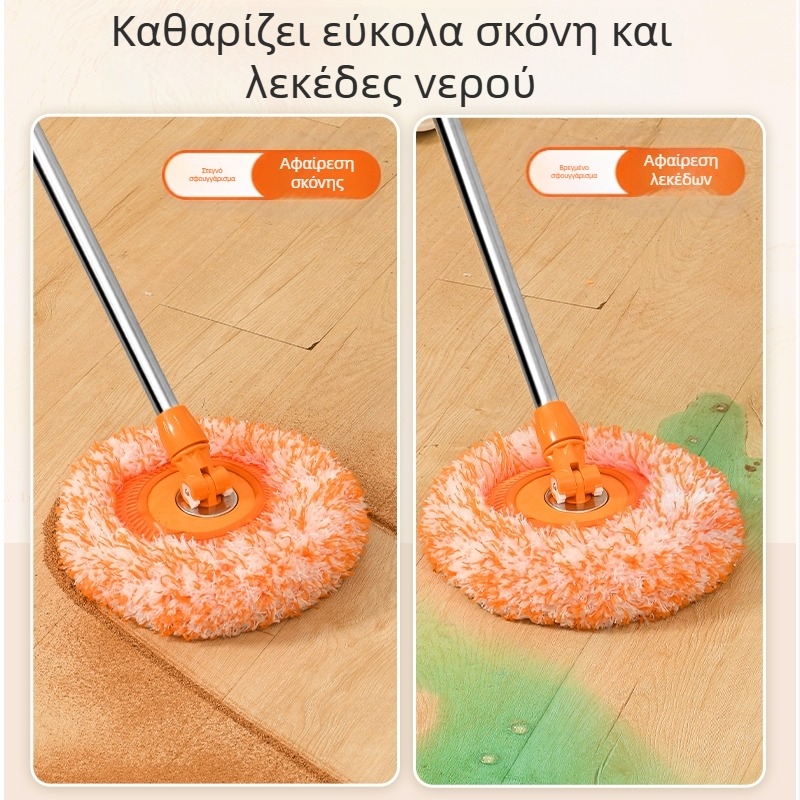 Τηλεσκοπική σφουγγαρίστρα με σχέδιο ηλίανθου για τον καθαρισμό τοίχων και οροφών — κεφαλή από βαμβάκι, ράβδο από ανοξείδωτο ατσάλι