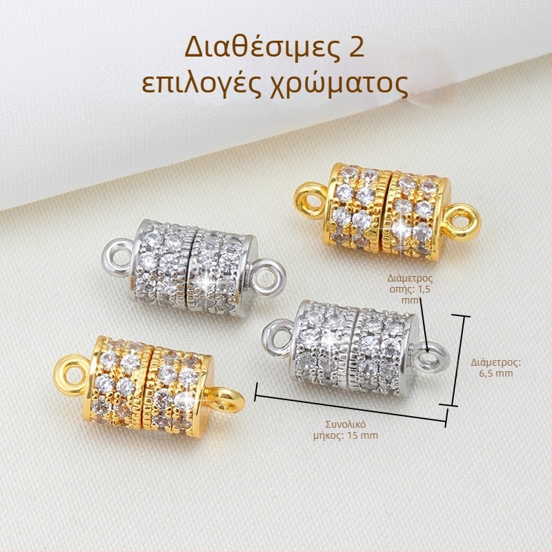 18K χρυσοπληρωμένο μαγνητικό κούμπωμα για DIY κοσμήματα με εντοιχισμένο ζιρκόν — συνδετικό κούμπωμα για βραχιόλια και κολιέ