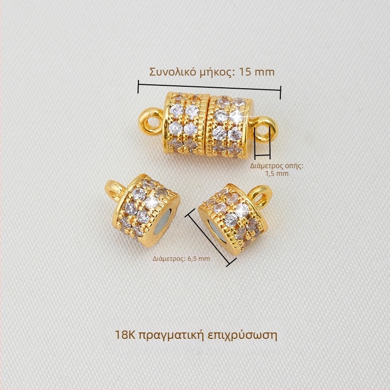 18K χρυσοπληρωμένο μαγνητικό κούμπωμα για DIY κοσμήματα με εντοιχισμένο ζιρκόν — συνδετικό κούμπωμα για βραχιόλια και κολιέ