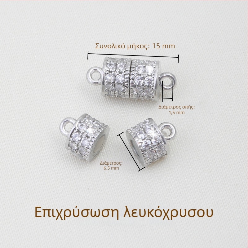 18K χρυσοπληρωμένο μαγνητικό κούμπωμα για DIY κοσμήματα με εντοιχισμένο ζιρκόν — συνδετικό κούμπωμα για βραχιόλια και κολιέ