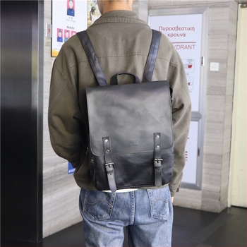 ThreeBox σακίδιο πλάτης, unisex για ταξίδια και σχολείο, PU δέρμα, αδιάβροχο και ανθεκτικό στη φθορά, τραπεζοειδές σχήμα, 20–35 L