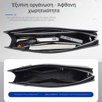 Ανδρική μαύρη PU δερμάτινη τσάντα ώμου, συμπαγής τετράγωνος σχεδιασμός, κατάλληλη για tablet 10 ιντσών, μεγάλη χωρητικότητα, αστικός μινιμαλισμός