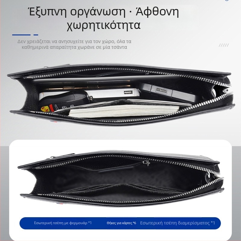 Ανδρική μαύρη PU δερμάτινη τσάντα ώμου, συμπαγής τετράγωνος σχεδιασμός, κατάλληλη για tablet 10 ιντσών, μεγάλη χωρητικότητα, αστικός μινιμαλισμός