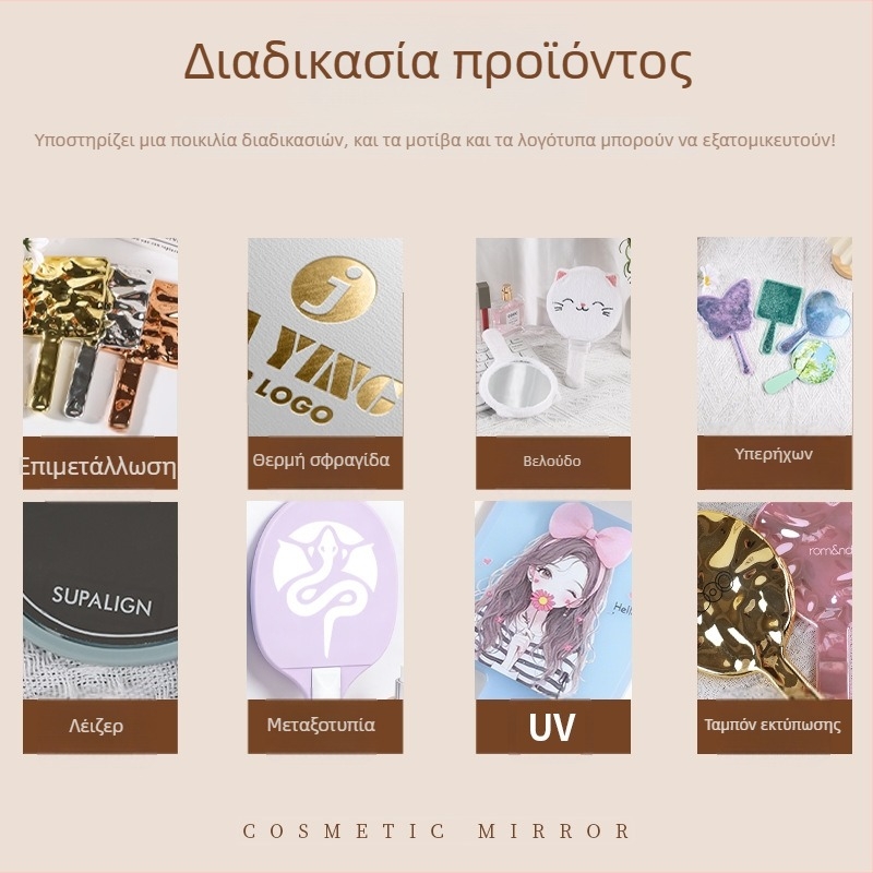 Φορητός πτυσσόμενος καθρέφτης σε σχήμα καρδιάς με καπάκι, διπλής χρήσης καθρέφτης μακιγιάζ, συμπαγής για φοιτητές