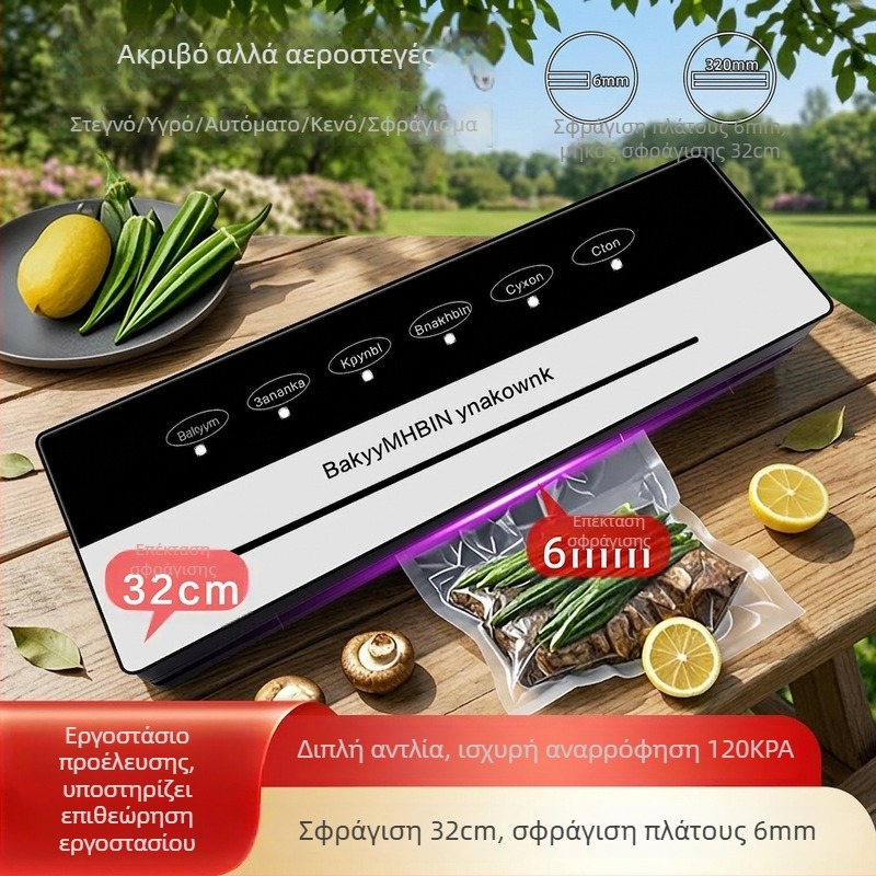 Συμπαγής οικιακή μηχανή κενού σφράγισης για ξηρά και υγρά τρόφιμα, αυτόματη σφράγιση και διατήρηση της φρεσκάδας