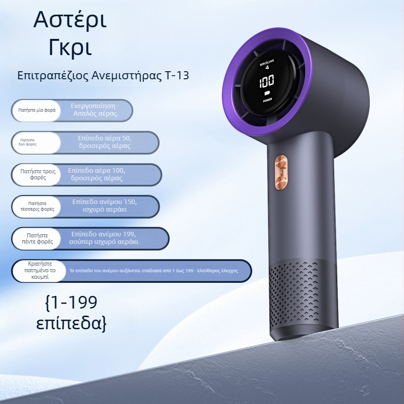 22025 Νέος Υψηλής Ταχύτητας Φορητός Χειρολαβής Ανεμιστήρας USB με Ψηφιακή Οθόνη
