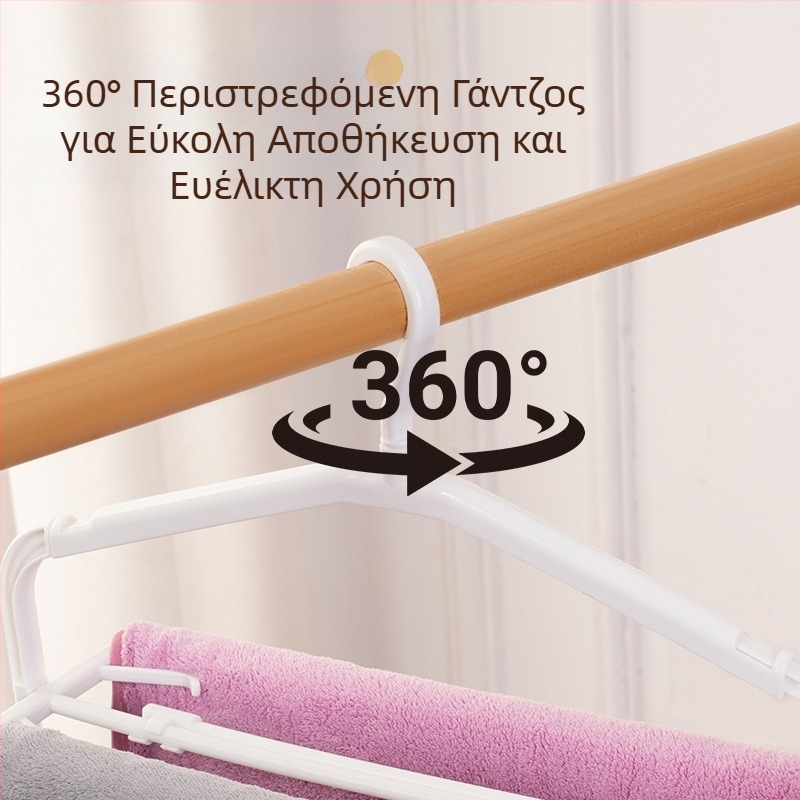 Επεκτεινόμενη κρεμάστρα ρούχων για οικιακή χρήση σε μπαλκόνι, για στέγνωμα λεπτών σεντονιών και πετσετών, με αντιανεμικά κλιπ και 360° γάντζο
