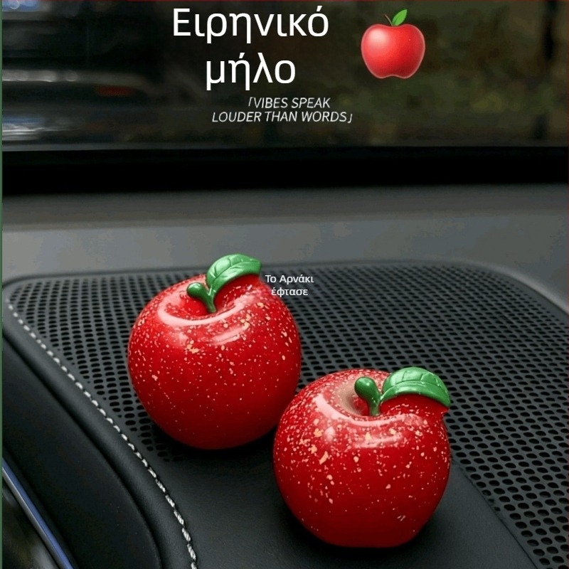 Νέο διακοσμητικό αυτοκινήτου σε σχήμα μήλου από ρητίνη – διακόσμηση κεντρικής κονσόλας σε καρτούν στυλ