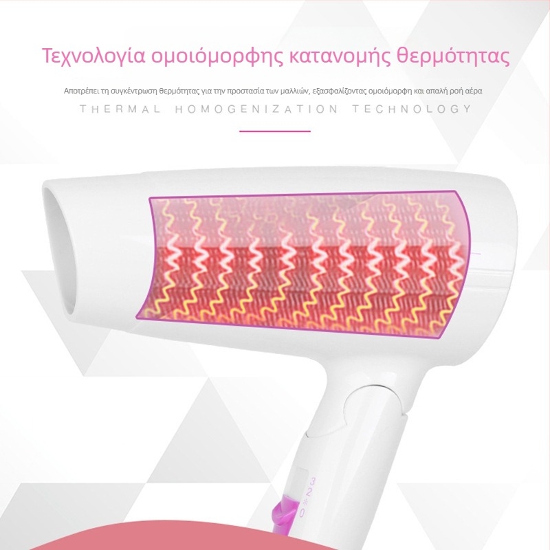 Στεγνωτήρας μαλλιών Kangfu KF3120, 1200W, φορητός και αναδιπλούμενος για οικιακή χρήση και φοιτητικές εστίες