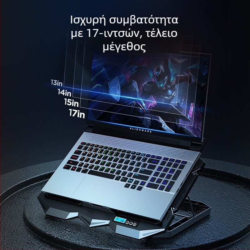 K22 βάση ψύξης για φορητό υπολογιστή με 4 ανεμιστήρες, αθόρυβη ψύξη για παιχνίδια, διαστάσεις 385×280×28 мм