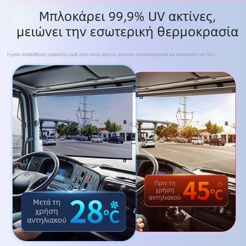 Κουρτίνες σκίασης για φορτηγά, λεωφορεία, επιβατικά αυτοκίνητα και τρίκυκλα· προστασία από τον ήλιο και θερμική μόνωση για το εμπρός παρμπρίζ του οδηγού