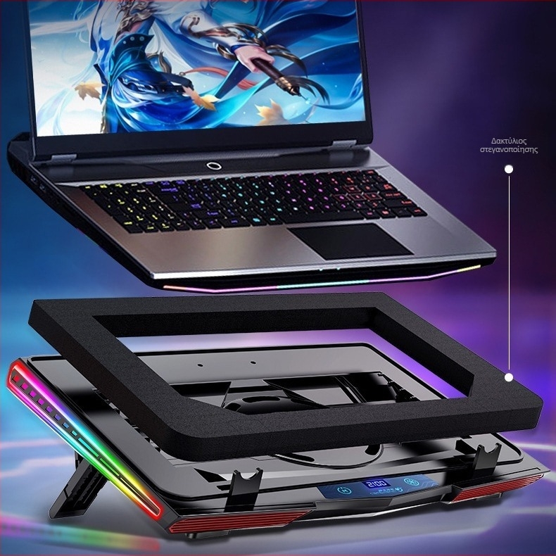 Ice Demon 9 Plus βάση ψύξης φορητού υπολογιστή με RGB ανεμιστήρες τύπου τουρμπίνας