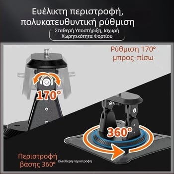 Βάση προβολέα για οροφή και τοίχο, ρυθμιζόμενη γωνία, περιστροφή 360°, εγκατάσταση κοντά στο κρεβάτι